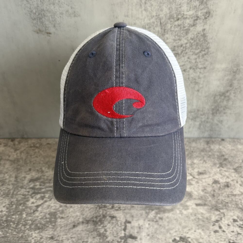 Costa Men’s Mesh Back Trucker Hat Blue Gray Adjustable Summer Cap Fishing